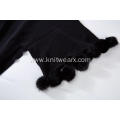 Women's Knitted Side-Slit Fox-Ball Cuff Shawl Cape